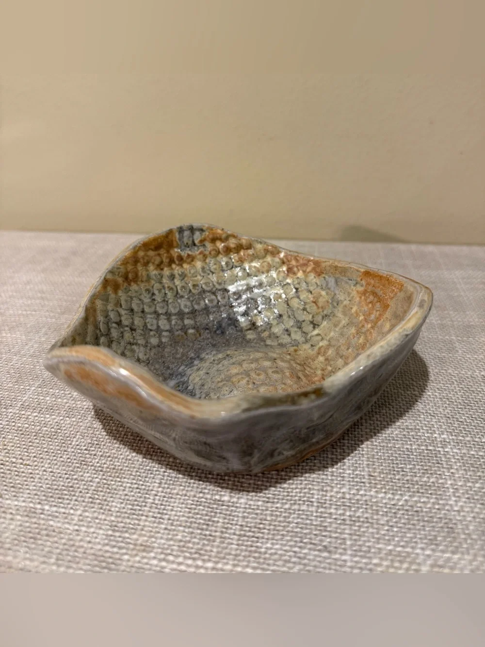 Vintage Gerrol Benigno Studio Pottery Wabi Sabi Textured Ceramic Bowl Signed
